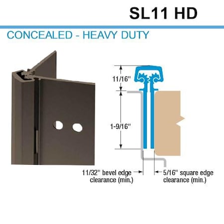 83 Geared Concealed Continuous Hinge - Flush Mounted - For 1-3/4 Doors - Dark Bronz
